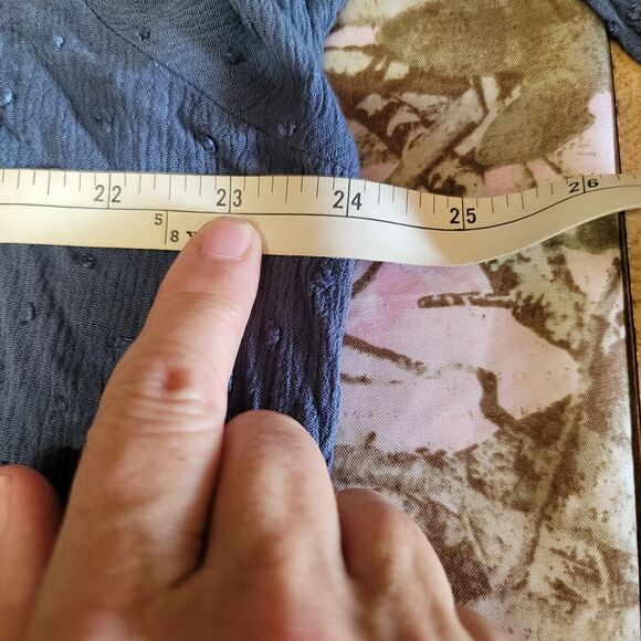 Easel Blue Swiss Dot Balloon Sleeve Blouse Womens Size M - Picture 5 of 11